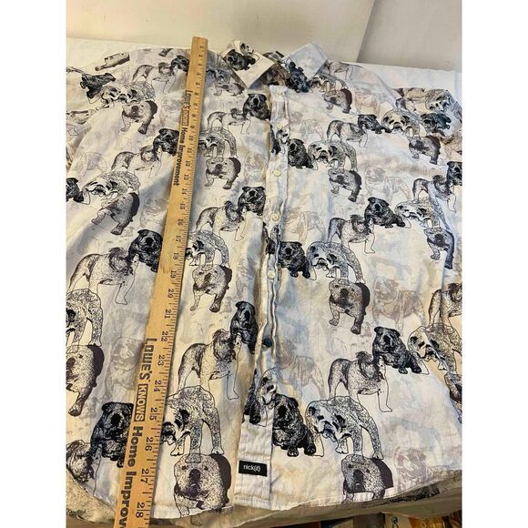 Nick it Bull Dogs size Xl button shirt #15848 Gray and Black LS - Picture 3 of 6